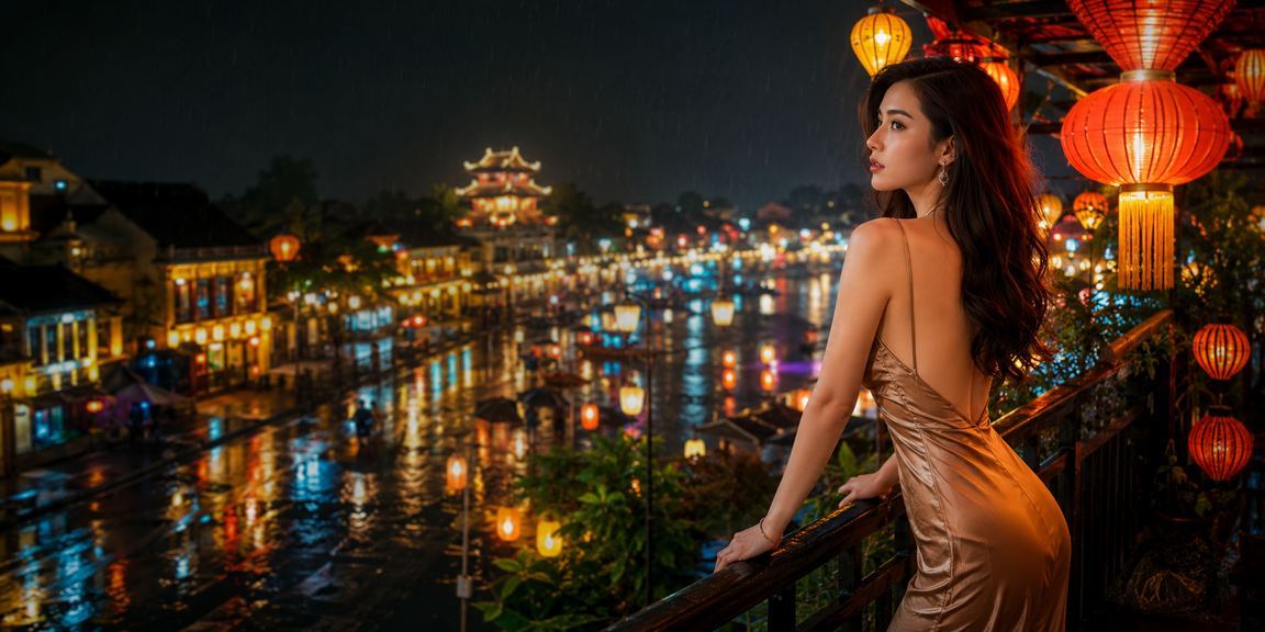 Không khí lễ hội xổ số đêm tại chợ đêm Huế, Việt Nam